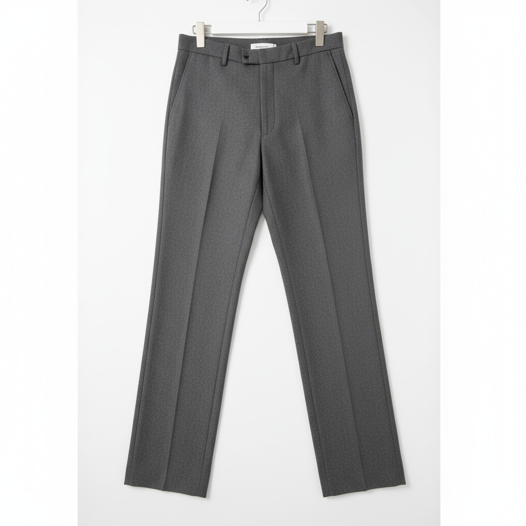Wool Blend Straight Leg Trousers