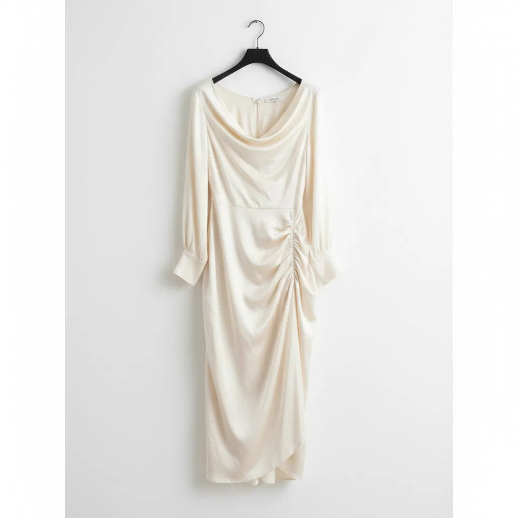 Silk Drape Midi Dress