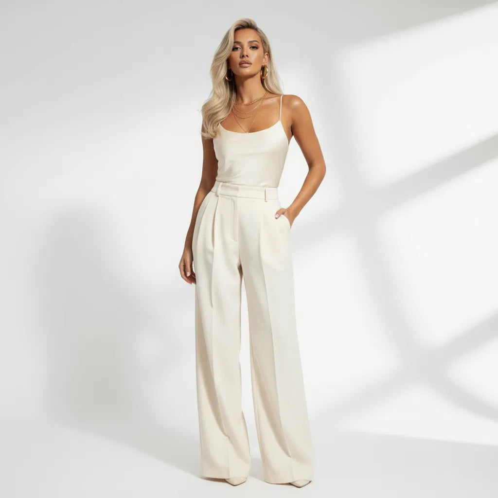 High-Waisted Wide Leg Trousers