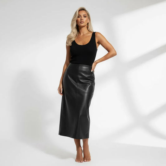Leather Midi Skirt