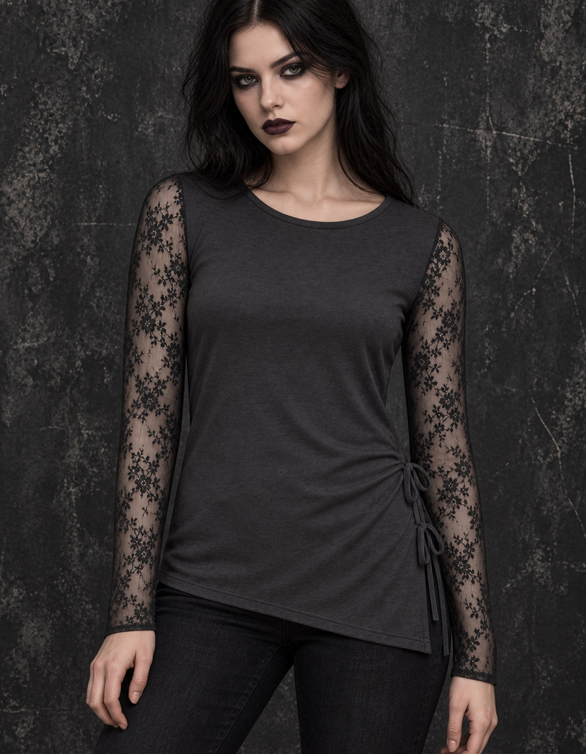 Hushfall Mesh-Sleeve Top