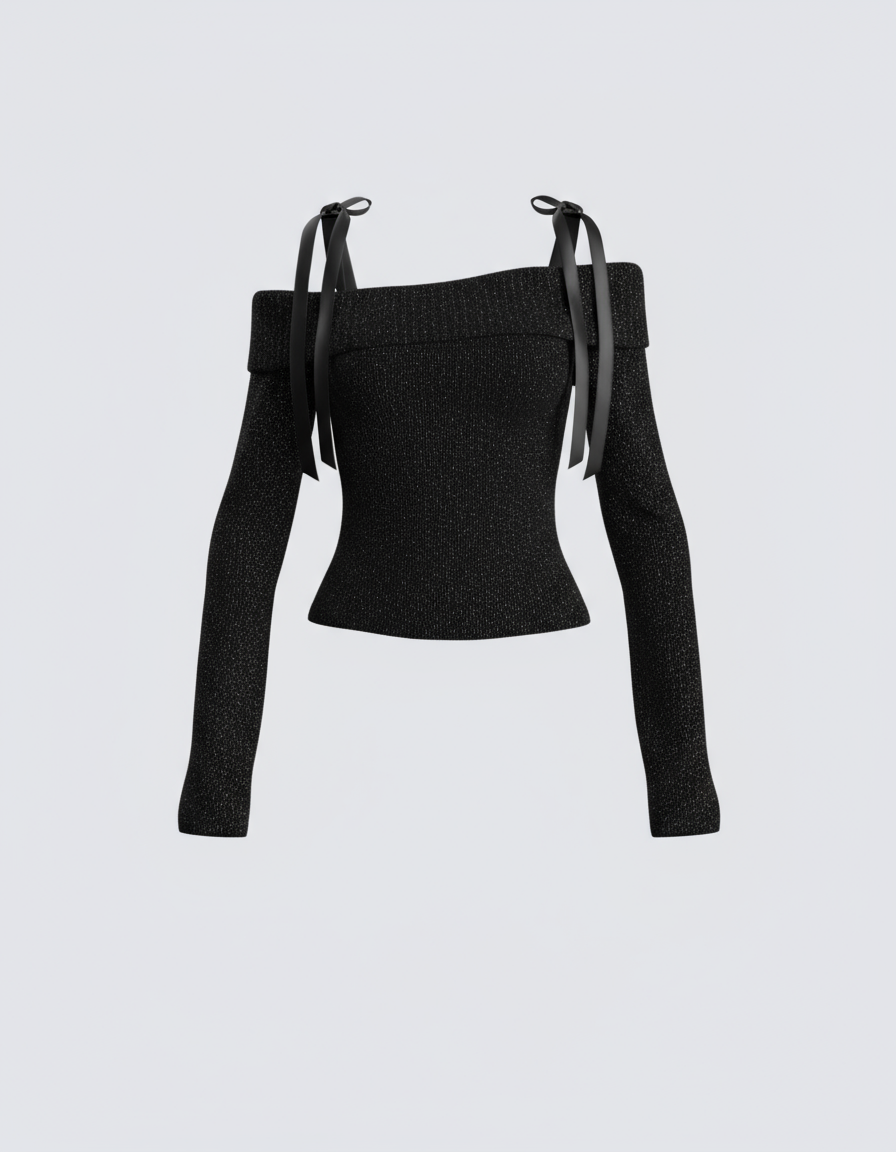 Cashmere Knit Top With Bow Straps